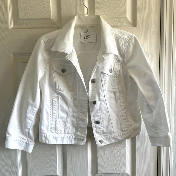 Crop Jacket Loft White Jean Jacket LOFT Jackets Coats Cropped